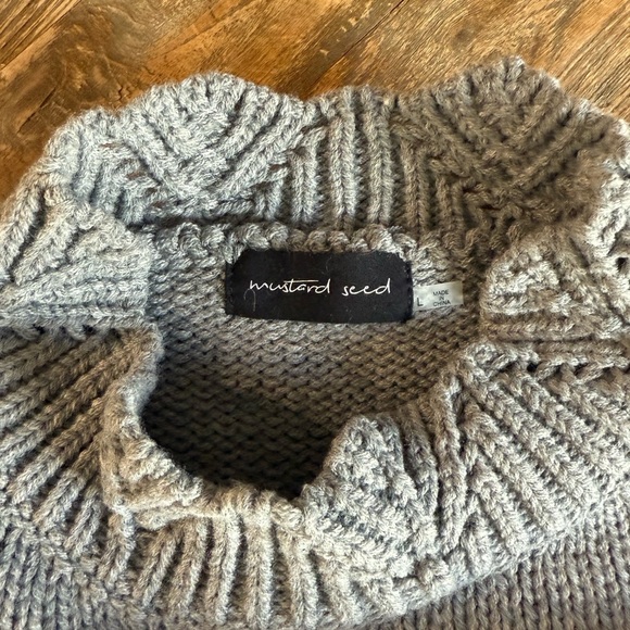 Gray Mustard Seed Oversized Sweater with Ruffle Sleeves - Picture 10 of 10